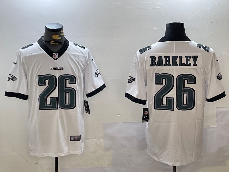 Men Philadelphia Eagles #26 Barkley White Second generation 2024 Nike Limited NFL Jersey style 1